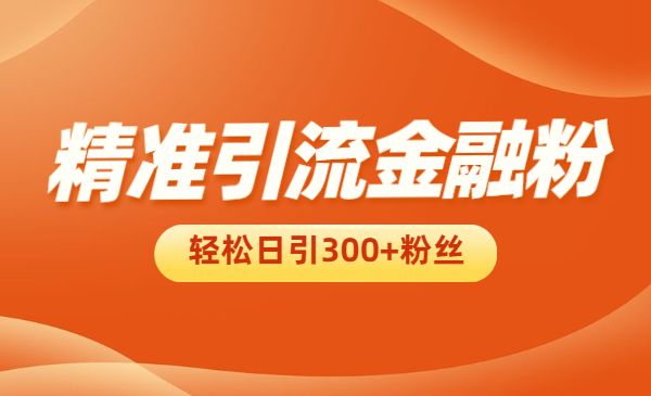 精准引流金融粉，轻松日引300+粉丝