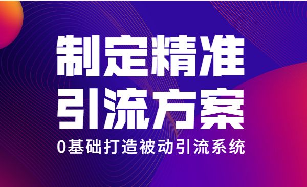 制定精准引流方案专栏6.0：0基础打造被动引流系统