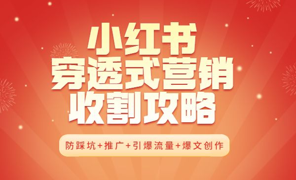 小红书穿透式营销收割攻略+防踩坑+推广+引爆流量+爆文创作