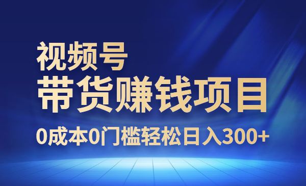 零基础视频号带货赚钱项目，0成本0门槛轻松日入300+
