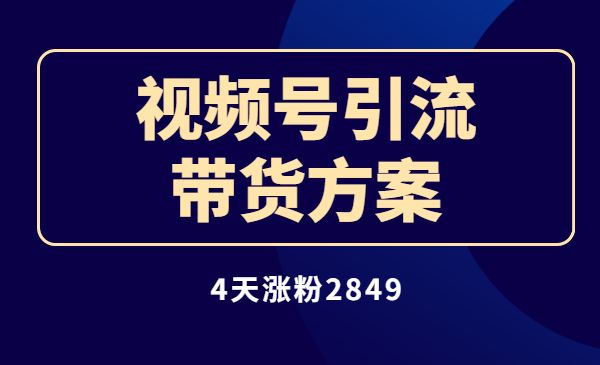4天涨粉2849，我做视频号引流 带货方案