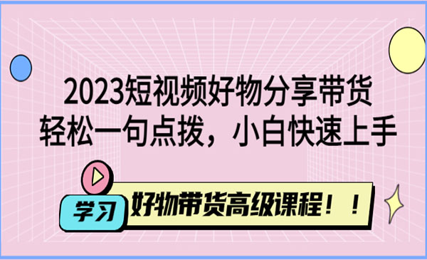 《2023短视频好物分享带货》好物带货高级课程，轻松一句点拨，小白快速上手