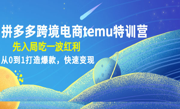 《拼多多跨境电商temu特训营》先入局吃一波红利，从0到1打造爆款，快速变现