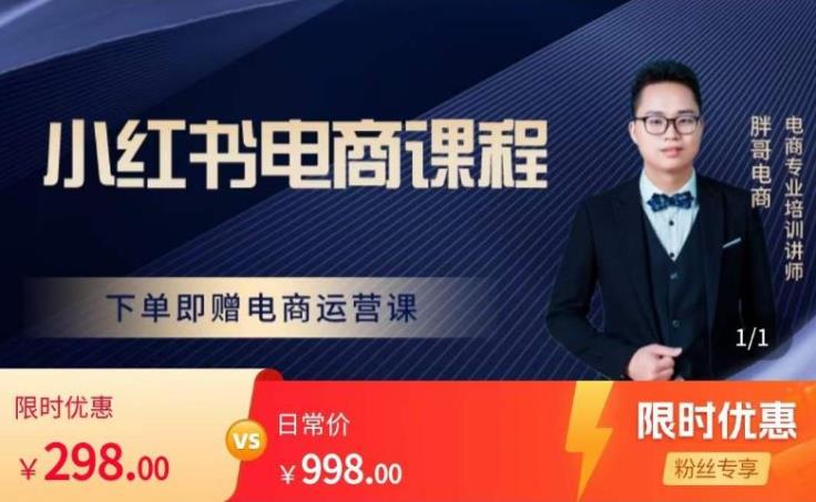 胖哥·小红书电商课程，价值298元