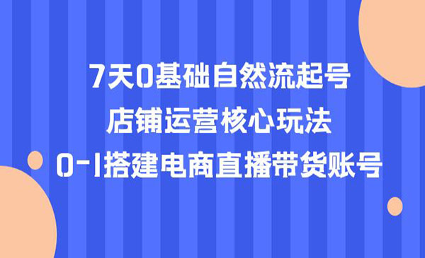 文涛电商·《7天0基础自然流起号》店铺运营核心玩法，0-1搭建电商直播带货账号