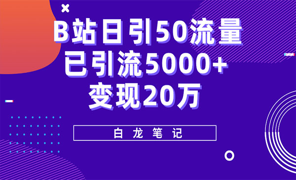 《B站日引流50+超级实操课程》实战已引流5000+变现20万
