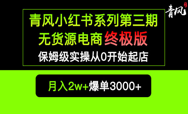 《小红书无货源电商爆单终极版》保姆级实操从0起店爆单
