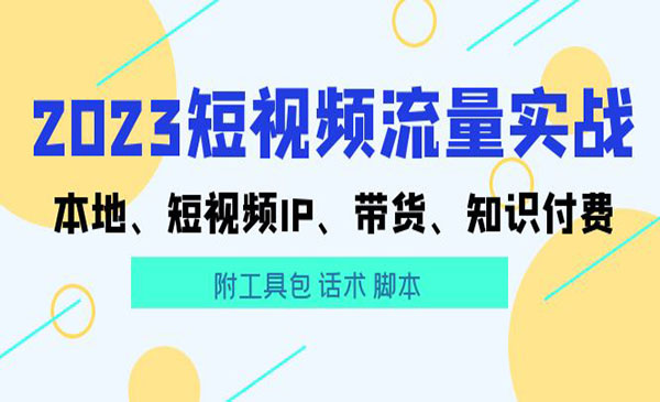 数据哥·《2023短视频流量实战》短视频IP+带货+知识付费+工具包+话术+脚本