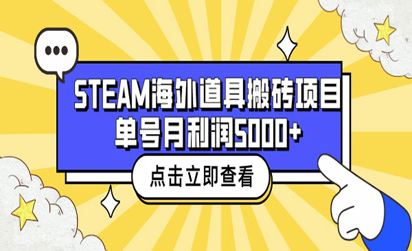 《Steam海外道具搬砖项目》单号月收益5000+