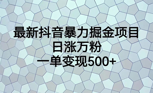 《抖音暴力掘金项目》日涨万粉，多种变现方式，一单变现可达500+