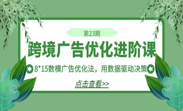 跨境飞哥·《跨境广告优化进阶课》8*15数模广告优化法，用数据驱动决策