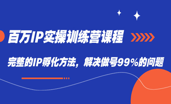 《百万IP实战训练营课程》,完整的IP孵化方法，解决做号99%的问题