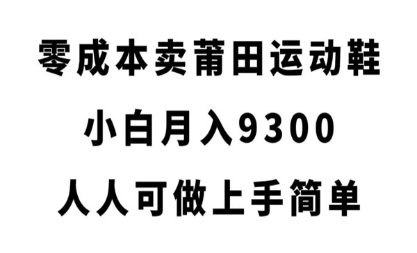 《零成本卖莆田运动鞋》小白月入9300，人人可做上手简单