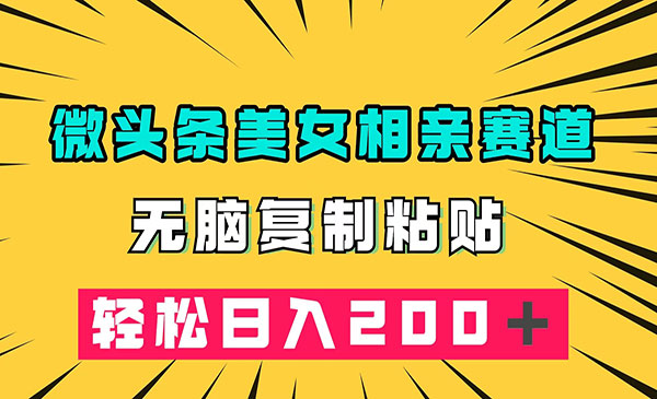 《微头条冷门美女相亲项目》无脑复制粘贴，轻松日入200