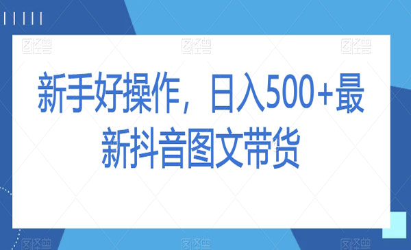 《新手抖音图文带货日入500+》