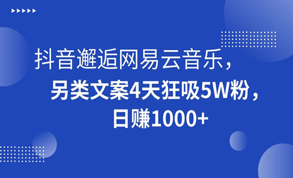 《抖音邂逅网易云音乐》另类文案4天狂吸5W粉，日赚1000+