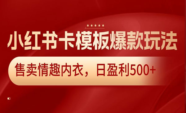 《小红书卡模板爆款玩法》卖情趣内衣，日盈利500+