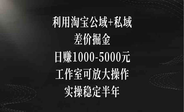 《淘宝差价掘金项目》日赚1000-5000元，工作室可放大操作