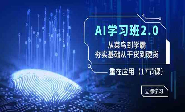 《AI学习班2.0》从菜鸟到学霸，夯实基础从干货到硬货，重在应用（17节课）