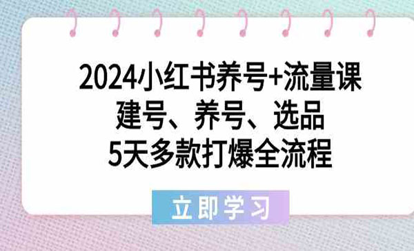 《小红书养号流量课》建号、养号、选品，5天多款打爆全流程