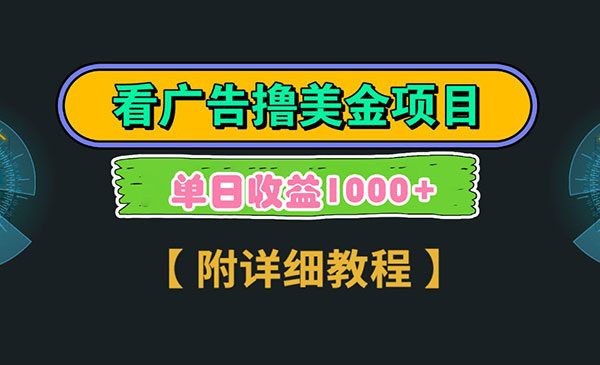 《看广告撸美金项目》单日收益1000+，附详细教程