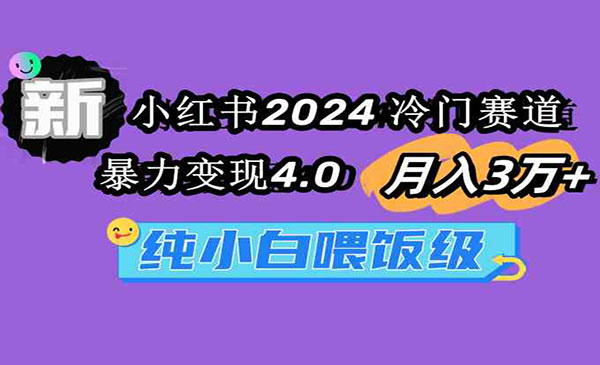 《小红书2024冷门赛道》月入3万+ 暴力变现4.0 纯小白喂饭级