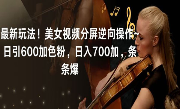 《美女视频分屏逆向操作》日引600+色粉，日入700+