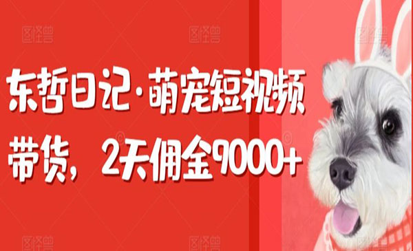 东哲·《萌宠短视频带货项目》两天佣金9000+，