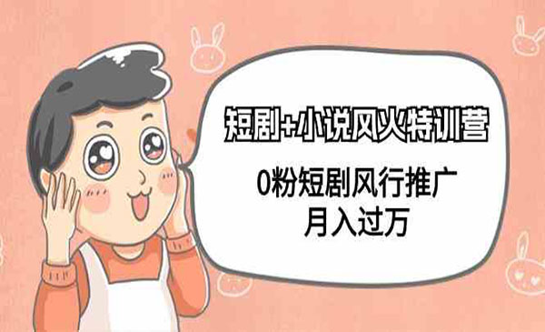 《短剧+小说风火特训营》0粉短剧风行推广，月入过万（102节课）