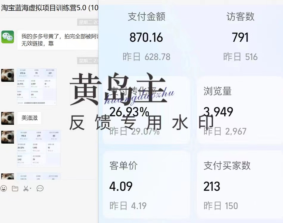 黄岛主·《淘宝蓝海虚拟项目陪跑训练营7期》每天200到1000+的纯利润.价值3998