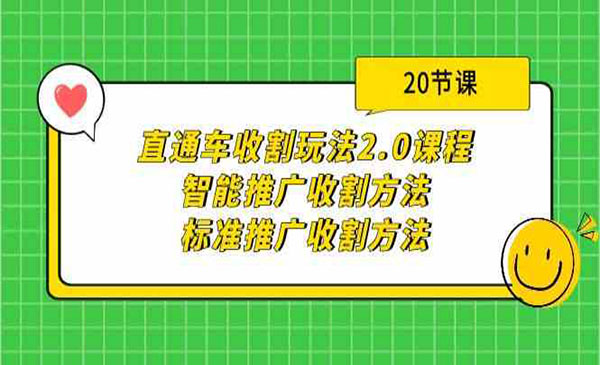 《直通车收割玩法》智能推广收割方法+标准推广收割方法（20节课）