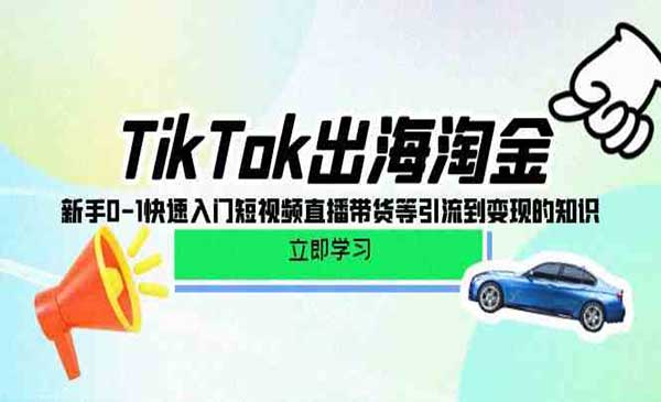 优乐出海·TikTok出海淘金，新手0-1快速入门短视频直播带货等引流到变现的知识