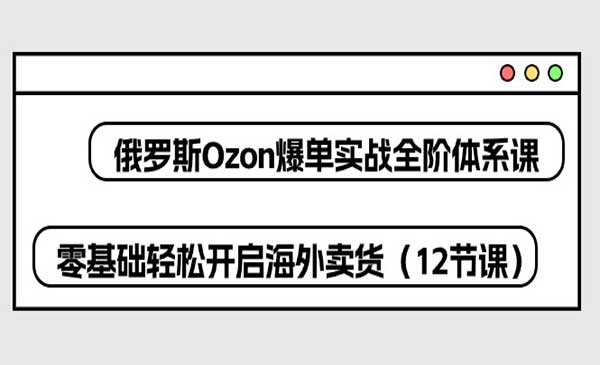 老苏·《俄罗斯Ozon爆单实操全阶体系课》零基础轻松开启海外卖货（12节课）