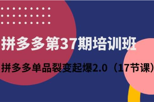 《拼多多第37期培训班》拼多多单品裂变起爆2.0（17节课）