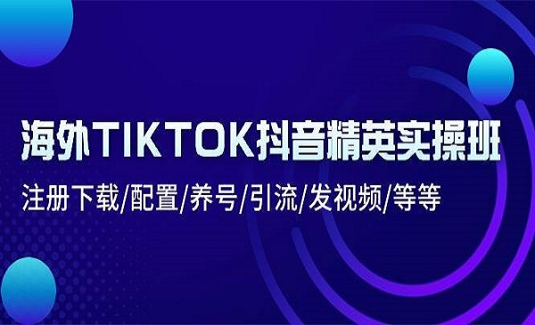 《海外TIKTOK抖音精英实操班》注册下载/配置/养号/引流/发视频/等等
