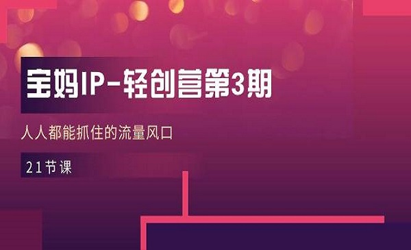 《宝妈IP轻创营第3期》人人都能抓住的流量风口（21节课）