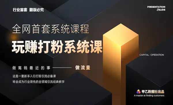甲乙粉圈社·《全网首套系统打粉课》手把手各行引流SOP团队实战教程