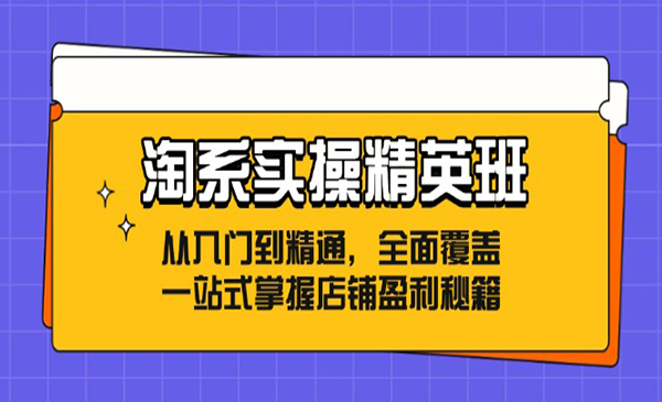 《淘系实操精英班》从入门到精通，全面覆盖，一站式掌握店铺盈利秘籍