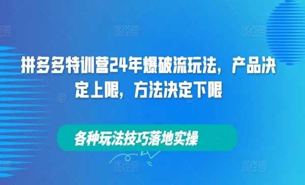纪主任《拼多多特训营24年爆破流玩法》产品决定上限，方法决定下限，各种玩法技巧落地实操
