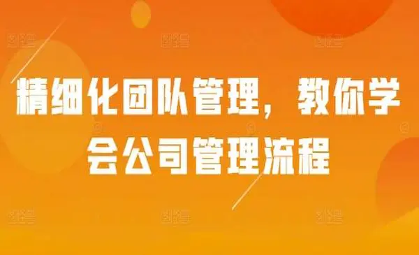 《精细化团队管理》教你学会公司管理流程