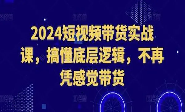 《2024短视频带货实战课》搞懂底层逻辑，不再凭感觉带货