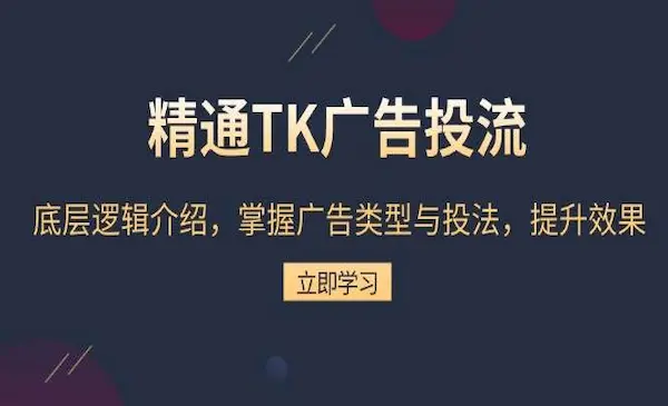 《精通TiktoK广告投流》底层逻辑介绍，掌握广告类型与投法，提升效果