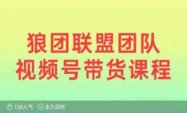 狼团联盟《视频号带货第四期训练营》不搞虚的，只讲干货