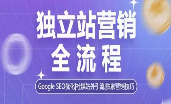 《跨境电商独立站营销全流程》Google SEO优化，社媒站外引流，独家营销技巧
