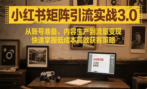 宅男团队《小红书矩阵引流3.0》账号准备、内容生产到流量变现