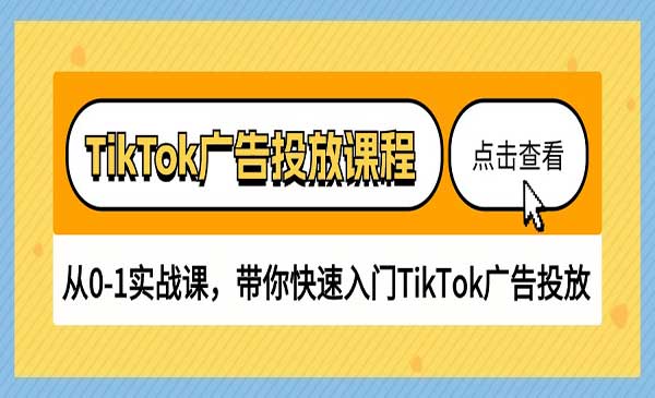 《TikTok广告投放课程》从0-1实战课，带你快速入门TikTok广告投放（30节课）