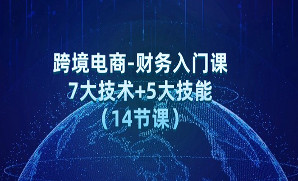 《跨境电商财务入门课》7大技术+5大技能（14节课）